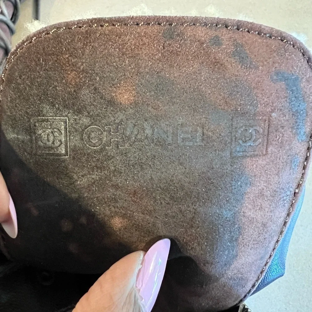 Chanel Brown Suede Leather CC Logo Shearling Combat Lace Boots Size EU 36 US 5.5